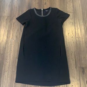 Madewell shift dress cap sleeves w leather trim